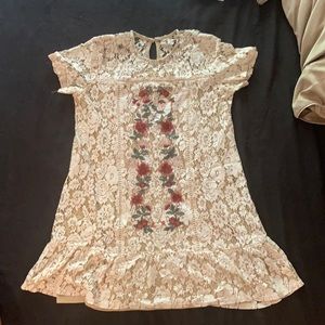 Lace and Floral Mini Dress